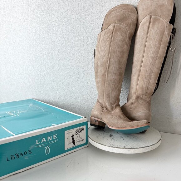 Lane LEXINGTON Over the Knee Womens Cowboy Boots 8.5 Latte Suede Western Cowgirl - Picture 13 of 14